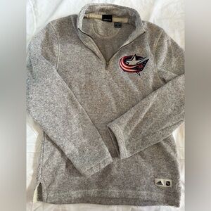 Adidas Gray Columbus blue jackets Quarter-Zip Sweater